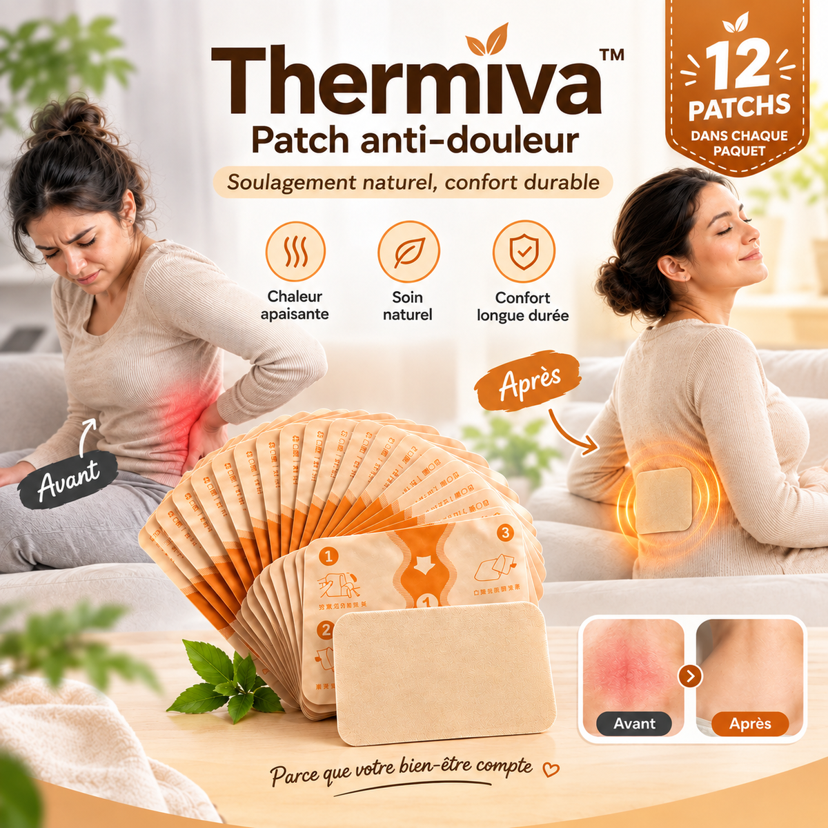 Thermiva™ Patch Chauffant | Chaleur Auto-Chauffante + Confort Apaisant en Quelques Minutes